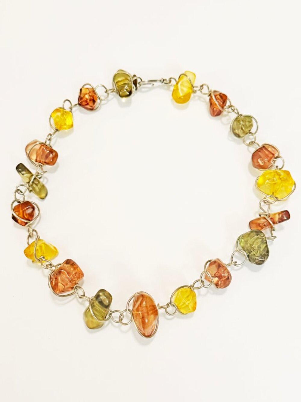 Abra Couture Vintage Wire Wrapped Resin Nugget Statement Collar Necklace 17.5" - Picture 3 of 7